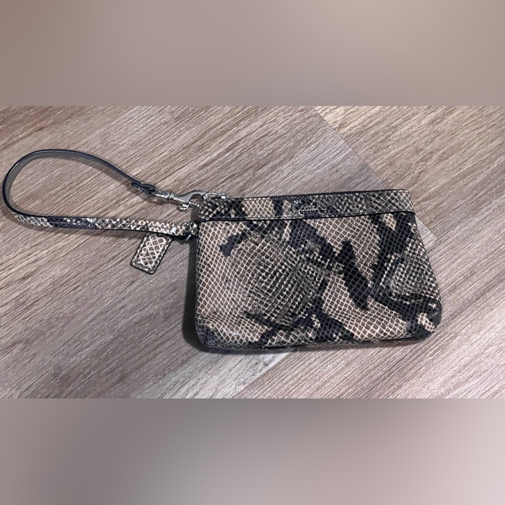Coach Madison Snake Python Print Wristlet Clutch